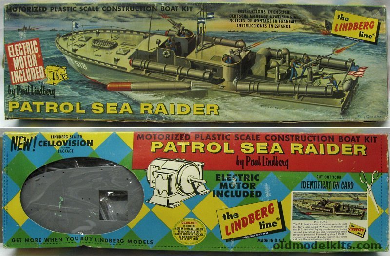 Lindberg 1/60 Patrol Sea Raider  (P.T. Boat /PT Boat) Cellovision Issue - Motorized, 723M-249 plastic model kit